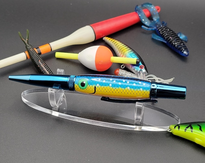 Handmade pen, Blue Fishing Lure.  Hand turned luxury pen