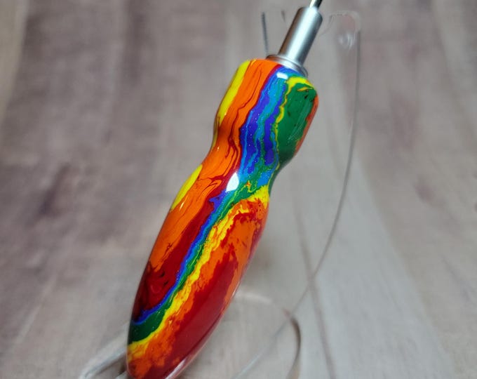 Handmade seam ripper, "Melted Rainbow" Ergonomic sewing and quilting gift