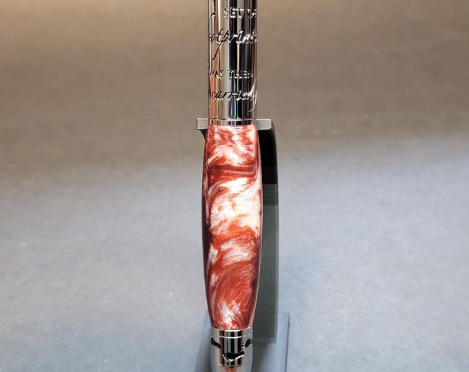 Footprints in the Sand pen, Red and White with wood handcrafted rollerball pen