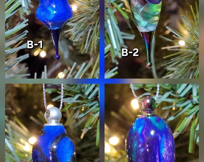 Ornaments, Blue.  Hand turned Christmas Ornaments, Handmade luxury ornament