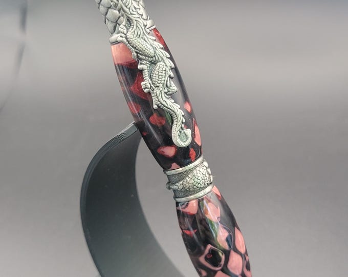 Dragon twist pen, Blood Ember, hand turned ballpoint pen