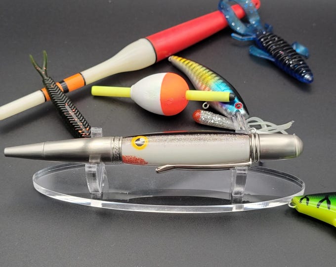 Handmade pen, Silver Fishing Lure.  Hand turned luxury pen