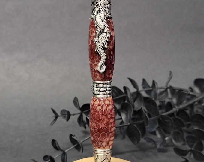 Dragon twist pen, Snakeskin, hand turned ballpoint pen.  Desert snake, sandy clay color