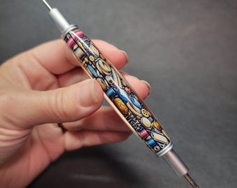 Seam ripper and stiletto combo, handmade acrylic sewing and quilting tool gift