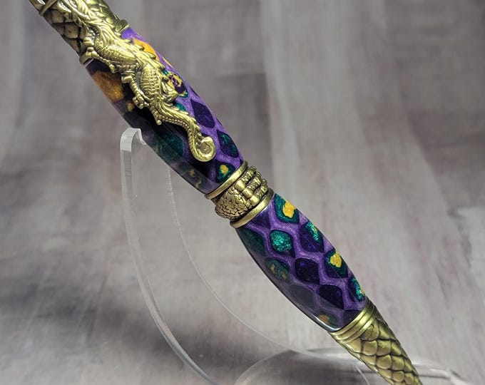 Dragon twist pen, Enchanted Orchid, hand turned ballpoint pen