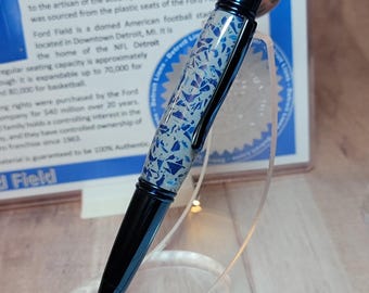 Detroit Ford Field, Round top pen. Home of the Lions, handmade luxury pen made from Ford Field stadium seats