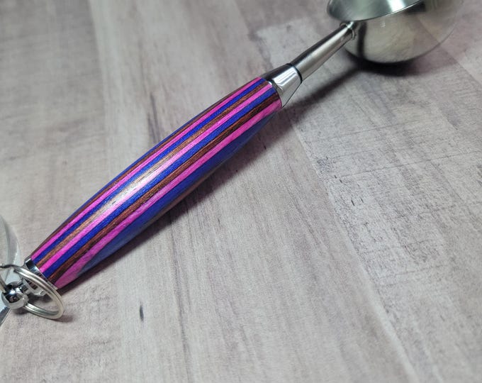 Coffee scoop, pink and blue dyed wood