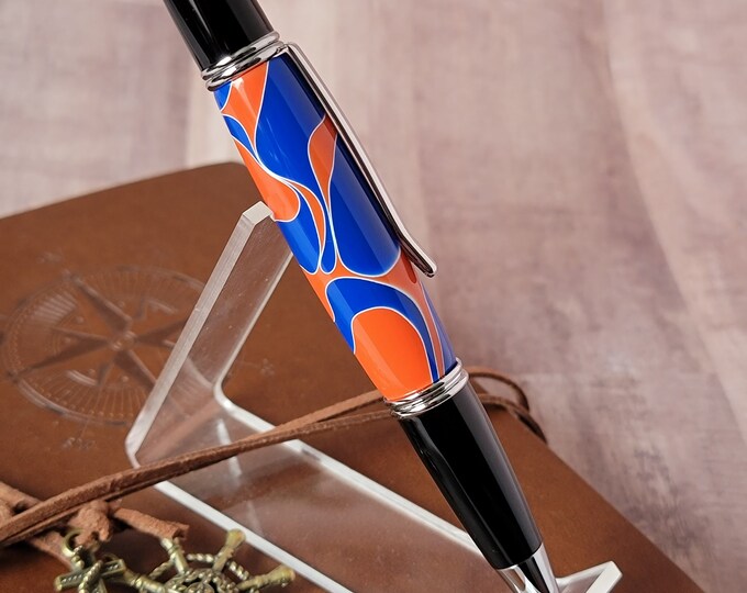 Blue and Orange handmade pen