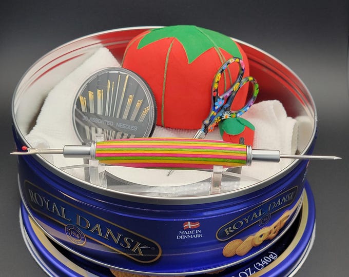 Seam ripper and stiletto combo, colorful wood handmade sewing and quilting tool gift "Fruit Stripe"