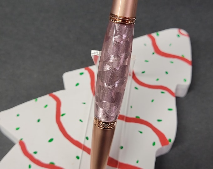 Handmade pen, rose gold foil.  Copper hand turned luxury pen