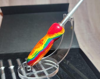 Handmade crochet set, "Melted Rainbow" Ergonomic interchangeable crochet hooks