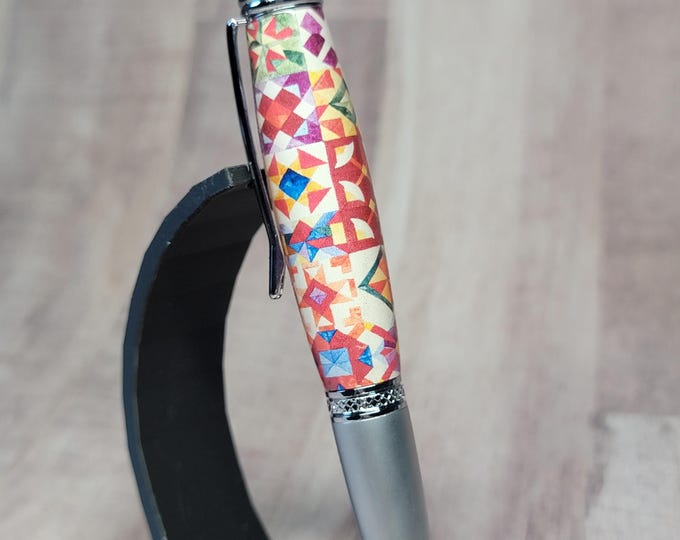 Quilt pen, Red. Hand turned luxury pen