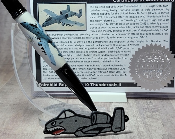 Aircraft Pen, A-10 Warthog.  Luxury Handcrafted Pen, made with Fairchild Republic A-10 Thunderbolt II aircraft material Brrrt