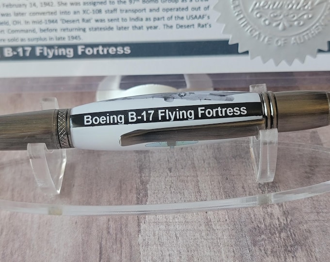 Aircraft Pen, B-17 Bomber.  Luxury Handcrafted Pen, made with Boeing B-17 Flying Fortress aircraft material