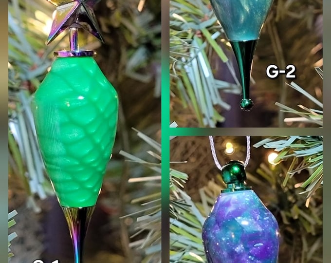 Ornaments, Green.  Hand turned Christmas Ornaments, Handmade luxury ornament