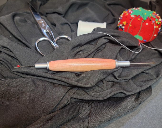 Seam ripper and stiletto combo, handmade pink ivory (light shade) wood sewing and quilting tool gift