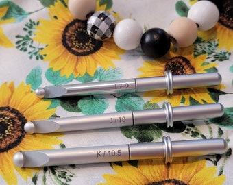 Additional crochet hooks for interchangeable crochet sets: I, J, K