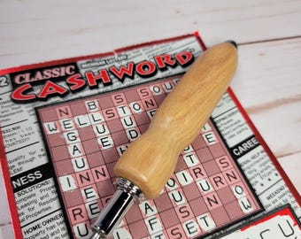 Lotto ticket scratcher scraper, olivewood