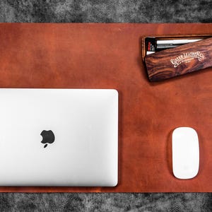 Personalized full grain leather desk pad blotter black Leather table mat large leather office desk writing pad LMXXS image 8