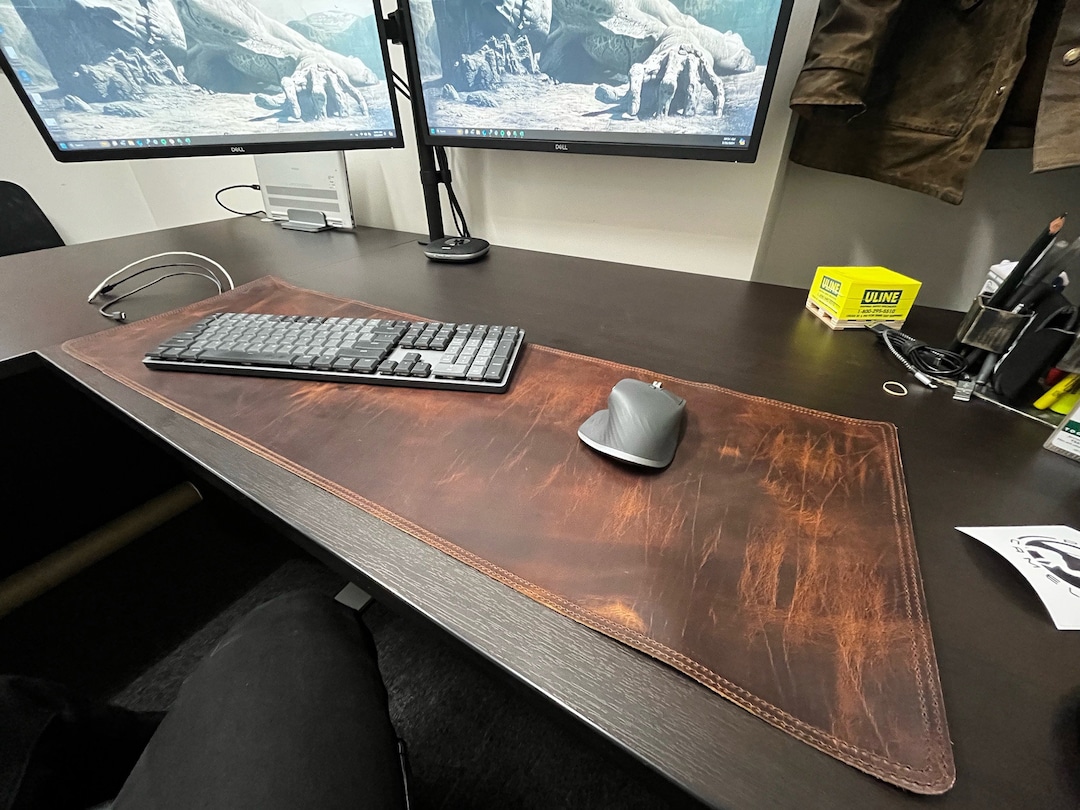 Personalized Leather Desk Pad Full Grain Monogrammed Office Decor Mat ...