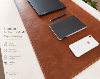 Alfombrilla de escritorio de cuero personalizada, alfombrilla de escritorio con nombre grabado, regalo artesanal para el espacio de trabajo.