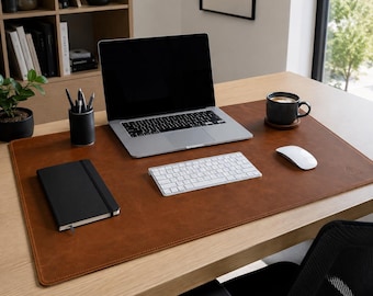 Full Grain Leather Desk Mat, Large Leather Desk Pad, Mouse Pad, Writing Surface, Desk Blotter, Office Desk Protector