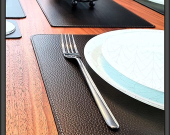 Embossed Leather Placemat Customizable Rectangular Dining Mat