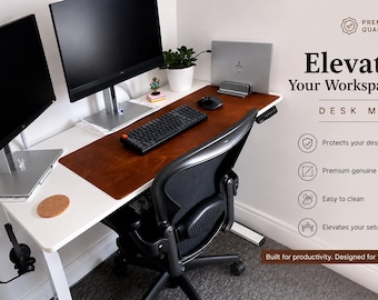 Leather Desk Mat, Large Mouse Pad, Custom desk mat, Handmade Custom Desk Pad, Table Runner, Office Decor, Personalized Desk Pad
