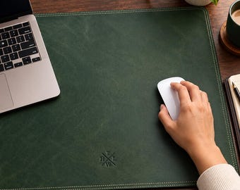 Gepersonaliseerde bureauonderlegger van volnerfleer, op maat gemaakte leren bureaubeschermer, gegraveerde muismat, bureaubeschermer voor op kantoor, op maat gemaakt formaat