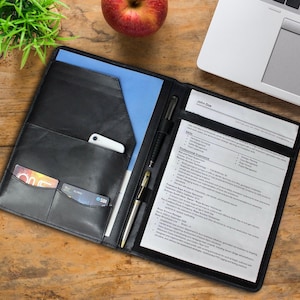 Portafolio de cuero de grano completo Regalo corporativo para él o papá Portafolio ejecutivo