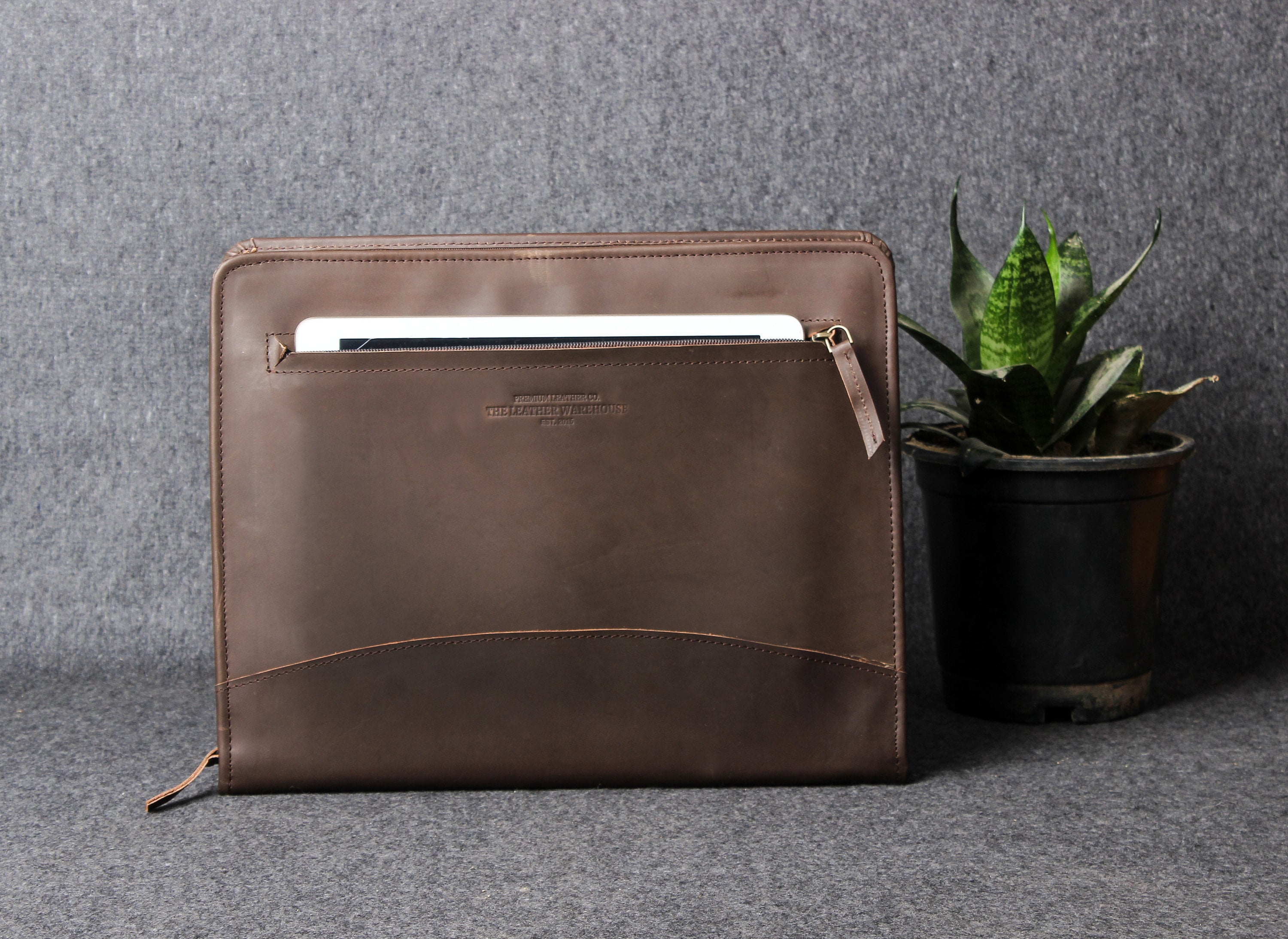 A4 Zipper Leather portfolio folder unisex for office workplace Etsy