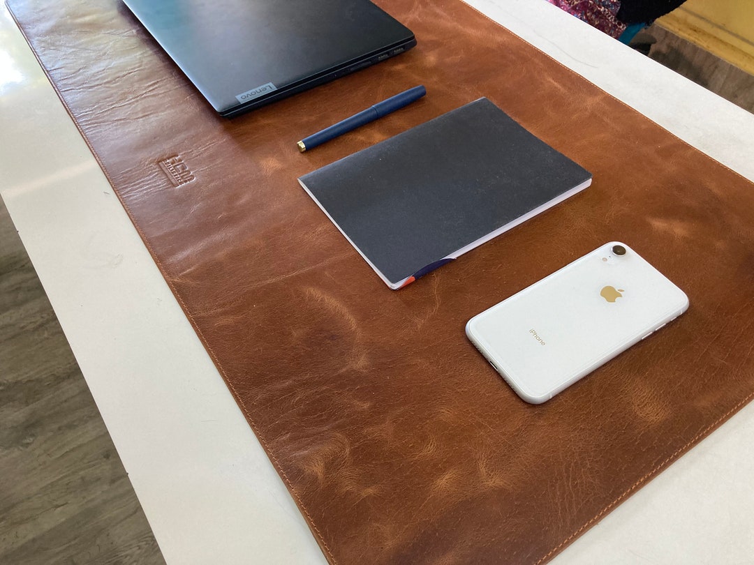 PREMIUM Leather Desk Pad, Desk Mat With Personalization, Name, Logo