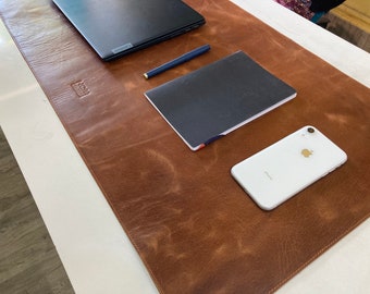 PREMIUM leather desk pad, desk mat with personalization, Name, Logo, table mat with non-slip bottom, writing pad, leather mouse mat