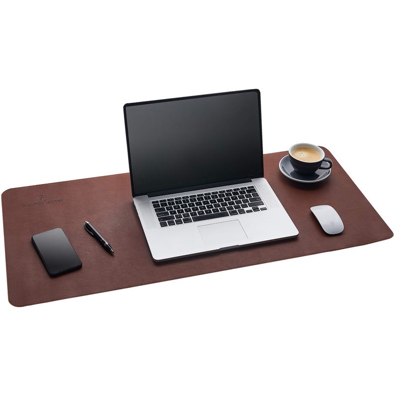 Personalized full grain leather desk pad blotter black Leather table mat large leather office desk writing pad LMXXS image 2