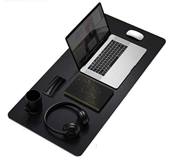 HEXCAL| Leather Desk Pad & Mouse Pad | Waterproof Vegan Leather Desk Pad | Black