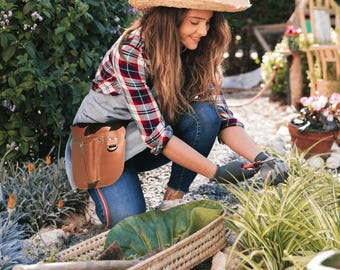 Cinto de couro para ferramentas de jardinagem, cinto para ferramentas de florista com bolsos, cinto de trabalho durável, várias cores.