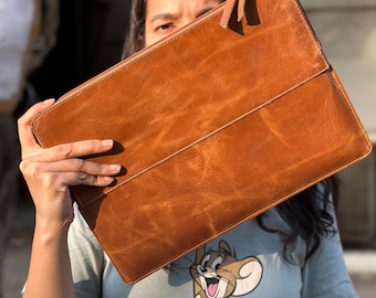 Personalisierte Leder MacBook-Hülle, 16-Zoll-Laptop-Hülle, handgefertigt