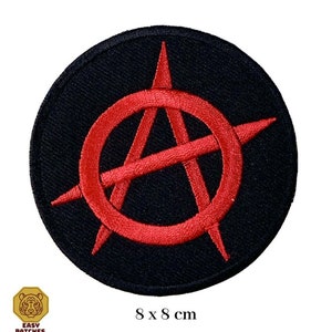 Anarchy Iron On Patch Punk biker rocker heavy metal music A LOG BADGE