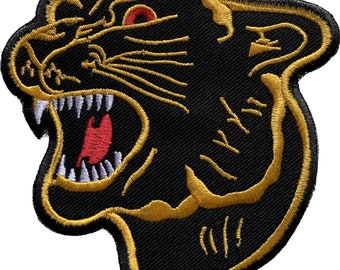 GOLD Panther Patch Big Cat-Embroidered Iron On Sew On Badge  Tiger