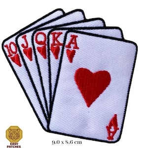 Playing Cards Patch Embroidered Iron / Sew On Shirt Bag Poker Casino Biker Badge