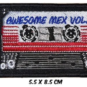 Retro Cassette Tape Awesome Mix  Vol . 1 Embroidered Iron / Sew On Patch T Shirt Bag Badge