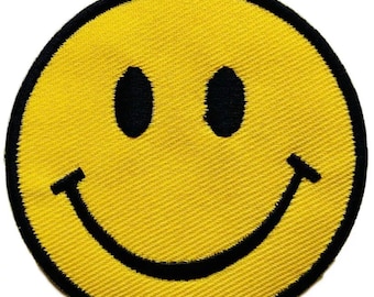 Smile Face - Happy Face -Mr Peace- Emoji-Embroidered Iron on Sew on PATCH