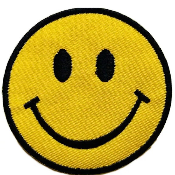 Smile Face - Happy Face -Mr Peace- Emoji-Embroidered Iron on Sew on PATCH