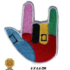 I Love You (ILY) ASL gebarentaal - Gebaar - Volledig geborduurde Sew-on Patch