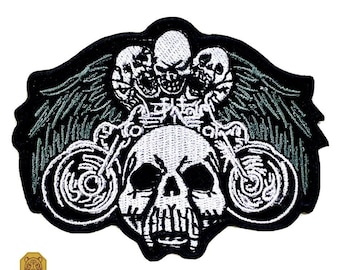 Skull wings Rider-Bike (Fer sur) Broderie Applique Patch Coudre Iron Badge