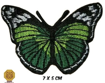 Green Butterfly Embroidered Iron / Sew On Patch Applique T Shirt Top Jeans Badge