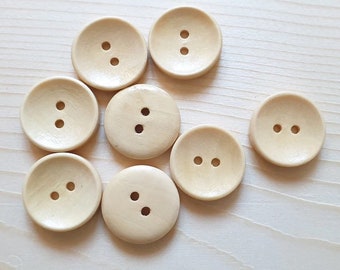 12.5mm, 15mm, 20mm, 25mm - 10 / 20 buttons / Beige Natural Colour bowl wooden buttons / 2-Hole Wood Button / Sewing / Scrapbooking