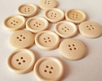 10mm, 12.5mm, 15mm, 20mm, 25mm - 10 / 20 buttons / Natural Off-white Beige WOODEN Buttons / 4-hole Wood Buttons / Sewing / Scrapbooking