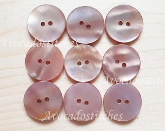 15mm, 20mm - 10 buttons / PEARL PINK Seashell Buttons / Mother of Pearl Buttons / 2-Hole Buttons / Sewing