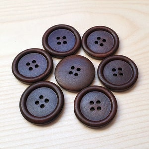 31mm - 5 / 10 buttons / WALNUT BROWN wooden buttons / 4-hole Wood Buttons / Sewing / Scrapbooking / Embellishments / Crafts